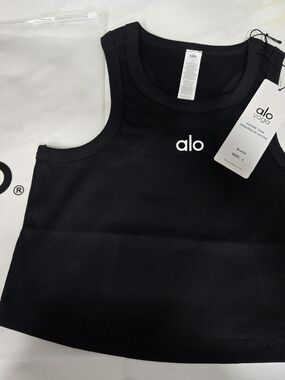 ALO Yoga Black Ribbed Tank Top